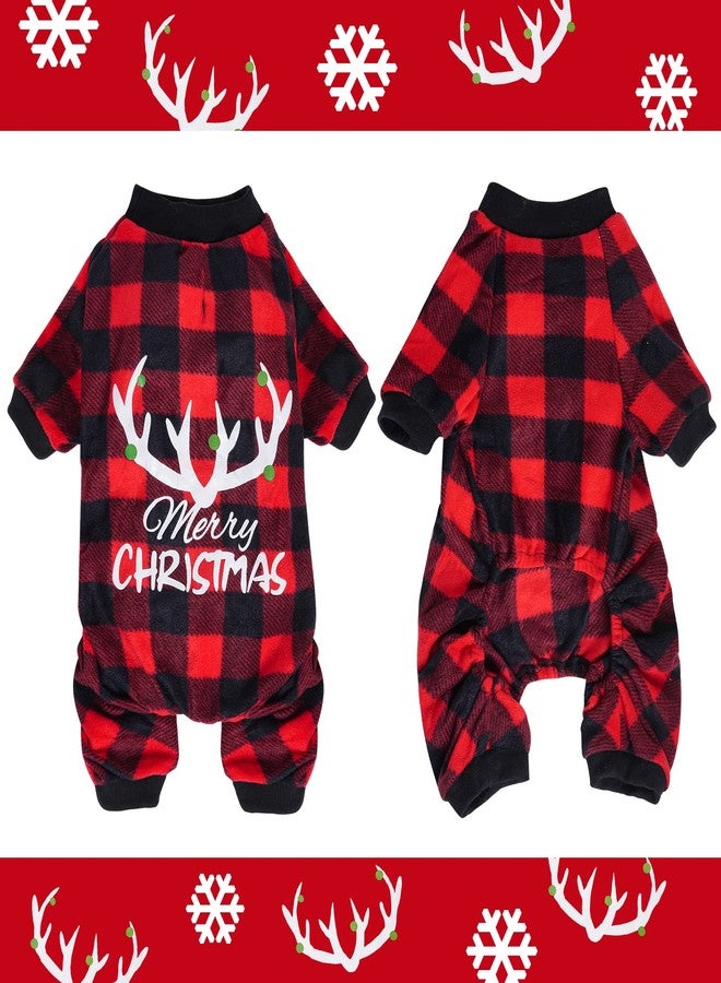 Dxhycc Pet Christmas Pajamas Red Black Plaid Dog Pajamas Pet Dog Fleece Jumpsuit Soft Warm Puppy Christmas Jammies Cat Doggie Sweater, S - Image 3